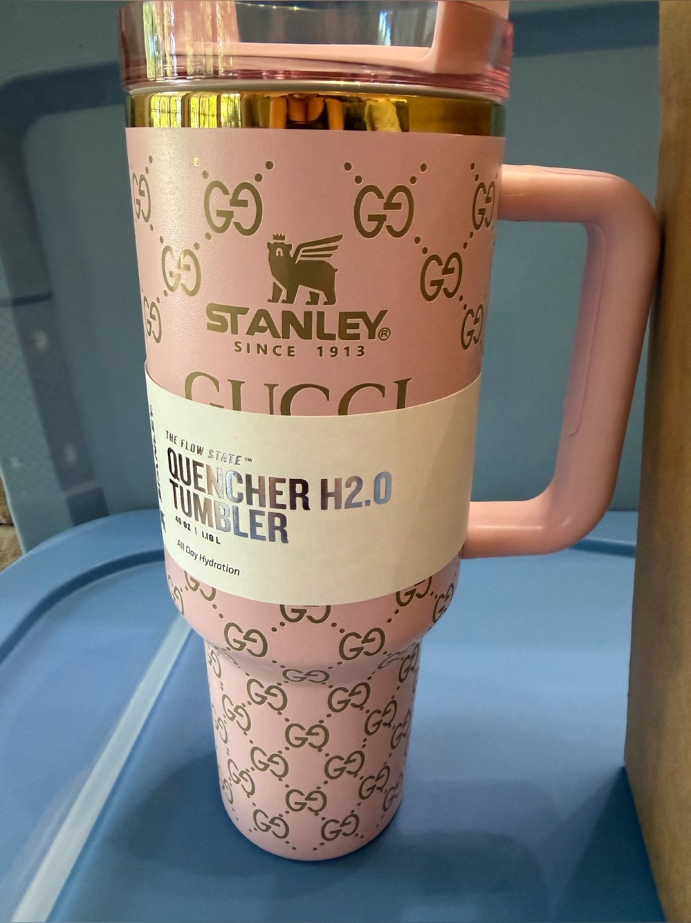 Stanley Pink Designer Laser Engraved Monogram Quencher Tumbler with Handle - Picture 3 of 5